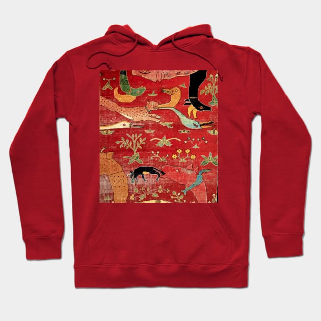 Animal Grotesques Mughal Carpet Fragment Hoodie by bragova